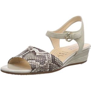 Hassia Milano Brede G Dames enkelbandjes sandalen met sleehak, Wit 0412 offwhite crème, 42 EU