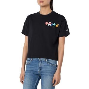 Champion Legacy Icons W Crop Oversize Graphic S/S Crewneck T-shirt, zwart, S dames SS24, Zwart, S