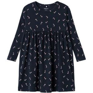 Name It - NmfDab - Jurk - Dark Sapphire - Rib met Kerststokken