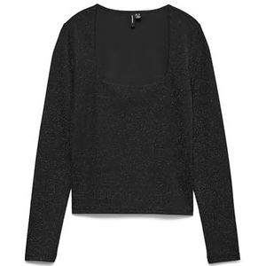VERO MODA Vmkanva Ls Square Neck Top JRS Ga, zwart, L