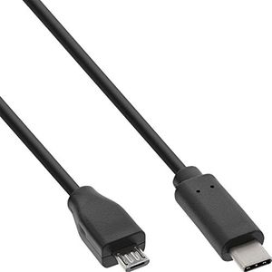 USB Micro B naar USB-C snellaadkabel - USB2.0 - tot 3A / zwart - 0,50 meter