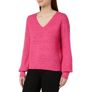 Vero Moda Dames Vmparker Ls V-hals Pullover Ga Boo Sweater, Fuchsia Paars/Detail:w. Melange, S