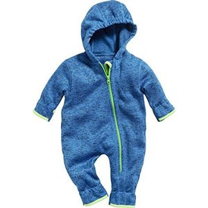 Playshoes Baby gebreide fleece overall, ademende unisex jumpsuit voor jongens en meisjes met lange ritssluiting en capuchon, gemêleerd patroon, blauw (7)., 92 cm