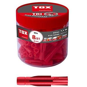 TOX Universele pluggen Tri 8 x 51 mm in ronde doos, pluggen voor bijna alle bouwmaterialen, 90 stuks, 010260051
