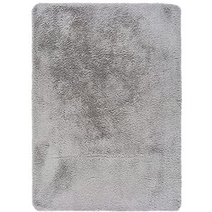 ECCOX - Shaggy hoogpolig tapijt van polyester, zacht en zeer sterk tapijt, machinewasbaar, voor ingang, woonkamer, eetkamer, slaapkamer, kleedkamer, grijs (140 x 200 cm)