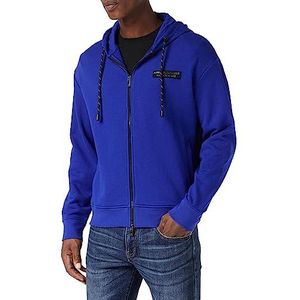 Armani Exchange Heren Cross Gender, Zipper, Side Logo Patch, Hooded Sweatshirt, blauw, L