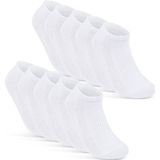 10 Paar Sneaker Sokken Heren Dames Ademend met Mesh Katoen Zwart Wit Grijs 16510 (35-38 Wit)