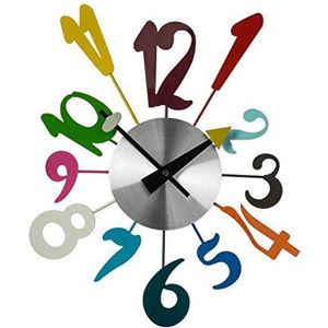 Premier Housewares Funky Numbers Wandklok, Metaal, Multi-Colour, 5 x 34 x 38 cm
