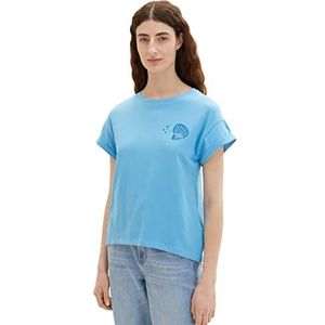 TOM TAILOR Dames T-shirt met print, 21184 - Soft Cloud Blue, M