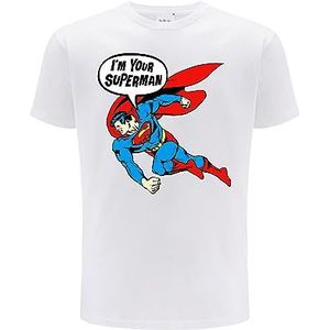 ERT GROUP Origineel en officieel gelicentieerd door DC White T-shirt voor heren, Superman-patroon 030, eenzijdige overdruk, maat XS, Superman 030 Wit, XS