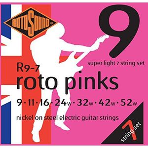 Rotosound snaren voor elektrische gitaar Roto vernikkeld 7-snaren PINKS R9-7 Super-Light 9-52
