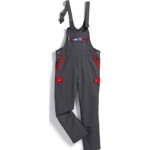 BP Profiel 1844-720-53 Tuinbroek - Stretch bretels - Verstelbare tailleband - zakken voor kniebeschermers - 65% Polyester, 35% Katoen - Lange pasvorm - Maat: 102 - Kleur: donkergrijs/rood