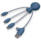 Xoopar XP71024.16WT Multi USB kabel 4 in 1 USB Lightning kabel Eco Vriendelijk en Biologisch Afbreekbaar Universele USB-lader voor Smartphone - Blauw Mister Bio