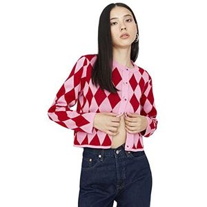 Trendyol Dames Slim Basic Crew Neck Knitwear Vest, roze, M