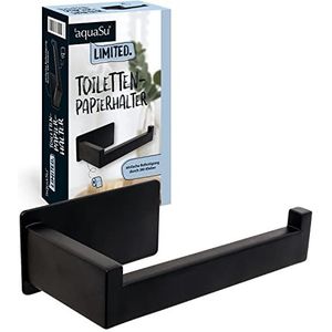aquaSu® 87054 2 Limited toiletpapierhouder in zwart, 140 mm, met 3M-lijm, verwijderen zonder resten achter te laten, roestvrij staal