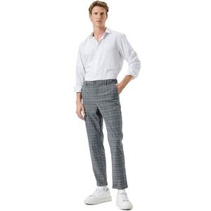 Koton Heren elastische taille slim fit pocket detail klassieke broek shorts, Antraciet Check(9c2), 18
