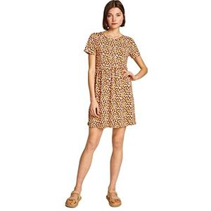 Koton Mini-jurk met korte mouwen voor dames, Bruin Design (5d1), XS