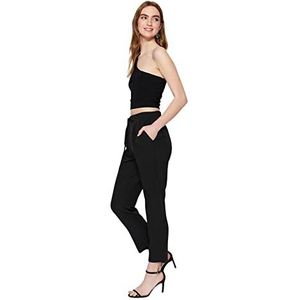 Trendyol Dames normale taille rechte pijpen broek broek, Zwart, 62
