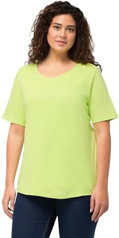 Ulla Popken - Shirt - Limoen - Katoen - Slanke Pasvorm - Kwartmouw