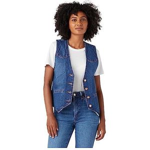 Wrangler Dames Slim Vest Denim Jacket, dark wash, XS