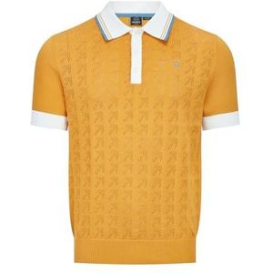 Merc of London Newton Poloshirt voor heren, gebreid in oker, M, Oker, M
