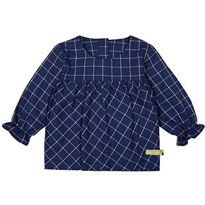 loud + proud Karo voor meisjes, GOTS-gecertificeerde blouse, ultramarine, 98/104