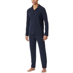 Schiesser Herenpyjama, lang, zacht, interlock-geselecteerd, premium warme pyjamaset, Nachtblauw_182031, 52