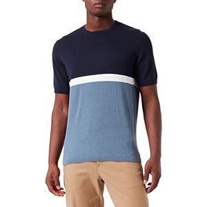 TOM TAILOR Uomini Gebreid shirt met strepen 1032032, 30251 - Navy Blue Colourblock, XL