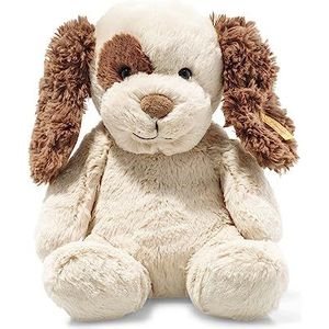 Steiff Peppi 083594 Origineel pluche dier 28 cm, zittend pluche hond knuffeldier voor kinderen, soft cuddly friends, knuffeldier om te spelen, beweegbaar en wasbaar, knuffeldier crème/bruin