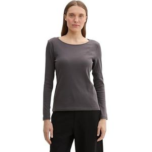 TOM TAILOR T-shirt met lange mouwen voor dames, 15417 - Evident Antraciet, M