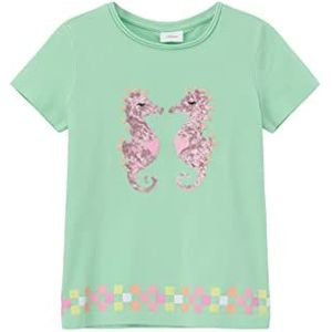 s.Oliver T-shirt voor meisjes met pailletten, groen 7300, 92/98 cm