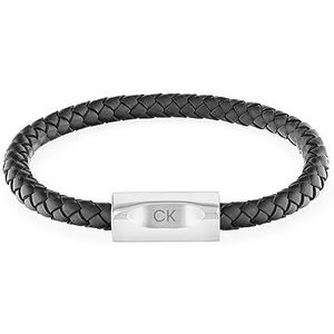 Calvin Klein Heren BOLD LEATHERS Collectie Lederen Armband Zwart - 35000571, Eén maat, Leer, Geen edelsteen
