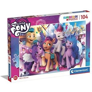 Clementoni - Puzzel My Little Pony 104 stuks Supercolor Pony-104 stukjes Made in Italy, 6 jaar, cartoon, dieren kinderen, meerkleurig, medium, 25731