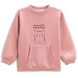 Koton Sweatshirt voor meisjes, bedrukt met zakdetail, roze (260), 9-10 Jahre
