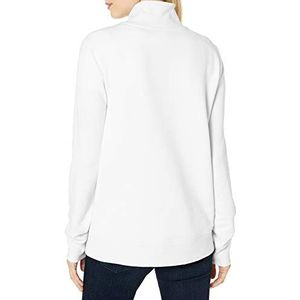 Amazon Essentials Dames Lange mouwen Lichtgewicht Franse Terry Fleece Quarter-Zip Top,Wit/geplaatst Multi Streep,L