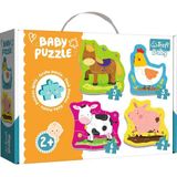 Trefl - Babies and the Bear, Op de Boerderij - 4 Grote Vormpuzzels voor de Allerkleinsten, van 2 Tot 5 Elementen, Dieren Uit Het Sprookje Baby's en Teddybeer, Leuk voor Kinderen Vanaf 2 Jaar