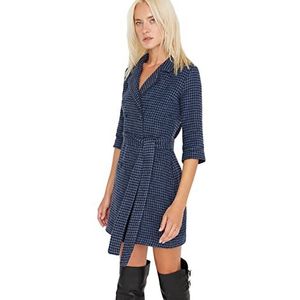TRENDYOL Dames Woman Midi A-lijn Square Collar Knit Dress Jurk, blauw, 38