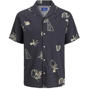 JACK & JONES Jorluke Crinkle AOP Shirt Ss voor heren, iron gate, S