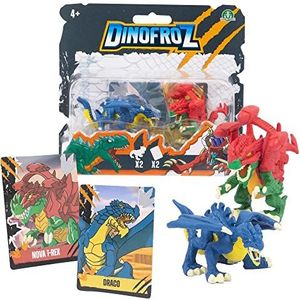 Dinofroz Blister 2 mini-figuren T-Rex Virus+Soldier Dragon 5 cm interieur ook 2 dino kaarten om de kracht van de figuren te ontdekken, voor kinderen vanaf 3 jaar, Dnb04200, Gi. Preziosi Oni