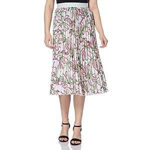 Gerry Weber Plisseerrok voor dames, lang, breed, effen, kuitlengte, Witte Azalea Palm print, 36