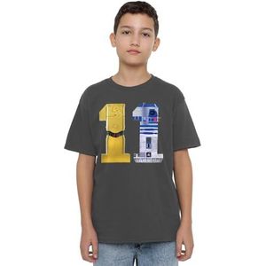 mandarin creative ltd Jongens Star Wars C3po R2d2 11 Uni Kids T-shirt, antraciet, 7-8 jaar, antraciet, 7-8 Jaar