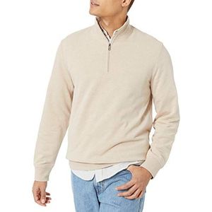 Amazon Essentials Men's Lichtgewicht sweatshirt van Franse badstof met ronde hals en kwartrits, Havermout, XL