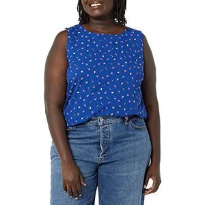 Amazon Essentials Dames Regular-Fit Mouwloze Ronde Hals Gelaagde Tanktop, Helderblauw Ditsy Bloemen, M