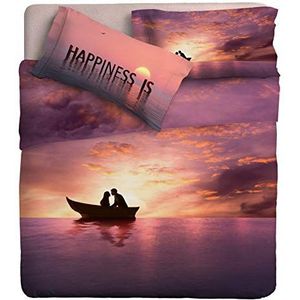 IPERSAN Beddengoedset Fine Art digitale print, 100% katoen, Happines, voor tweepersoonsbed