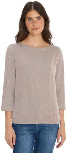 Cecil - Shirt - Mocha Caramel - 3/4 Mouwen - Met Streepmotief