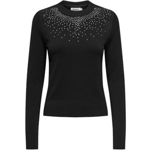 ONLIDA LS Bling O-Neck CC KNT, Zwart/Detail: zilveren studs, XS