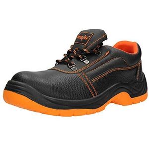 Fuzzio Reis Veiligheidsschoenen voor heren, werkschoenen met schoenveters, oranje, 41 EU