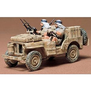 TAMIYA 35033 1:35 Brit. S.A.S terreinwagen (2), modelbouwset, plastic bouwpakket, bouwpakket voor montage, gedetailleerde replica, 300035033, bruin