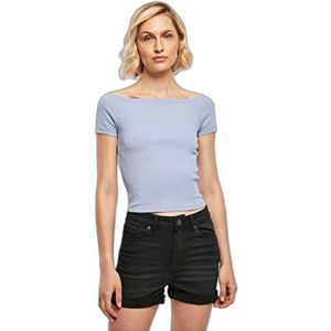 Urban Classics Dames Off Shoulder Rib Tee, Dames T-shirt, verkrijgbaar in vele verschillende kleuren, maten XS - 5XL, Violablue, L