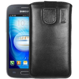 Mumbi Echt Lederen Hoesje met Tab Bevestiging/Uittrekhulp voor Samsung Galaxy Ace 3